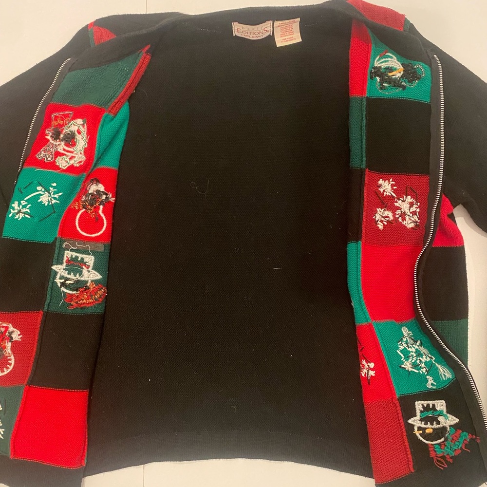 Vintage Basic Editions Holiday Winter Zip Sweater… - image 4